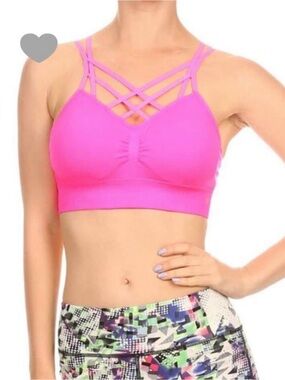 Strappy Front Seamless Sports Bralette - Hot Pink